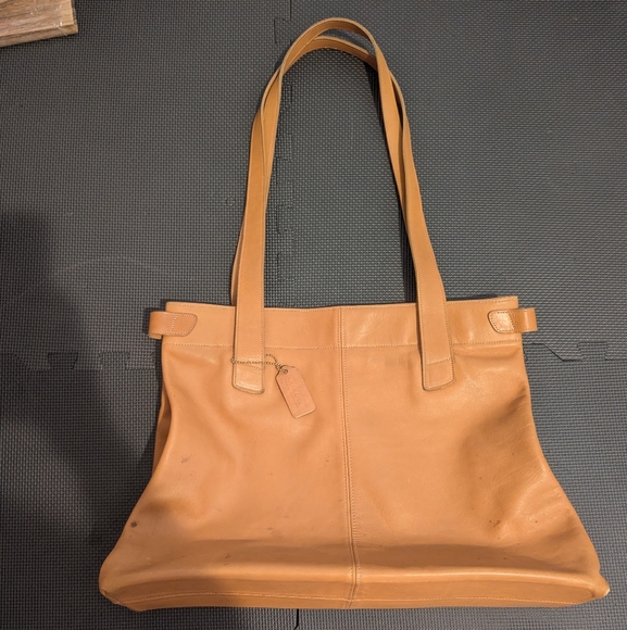 Vintage 1980s Coach Leather Tote Bag - Picture 1 of 8